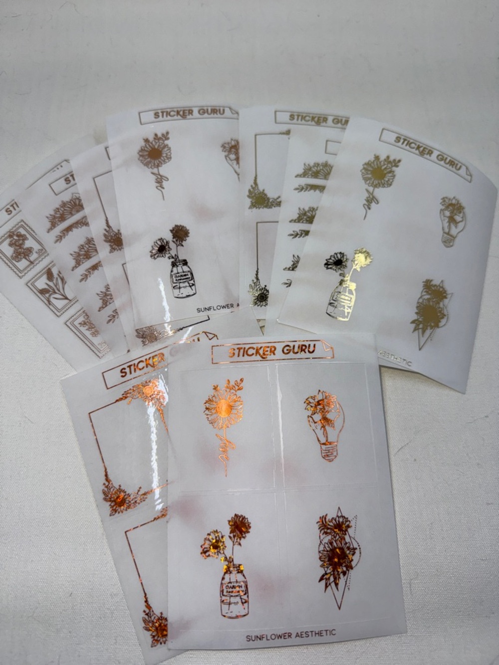 Sticker Guru Sunflower Foil Planner Sticker Sheets 9 + 4 Random Sunflower sheets
